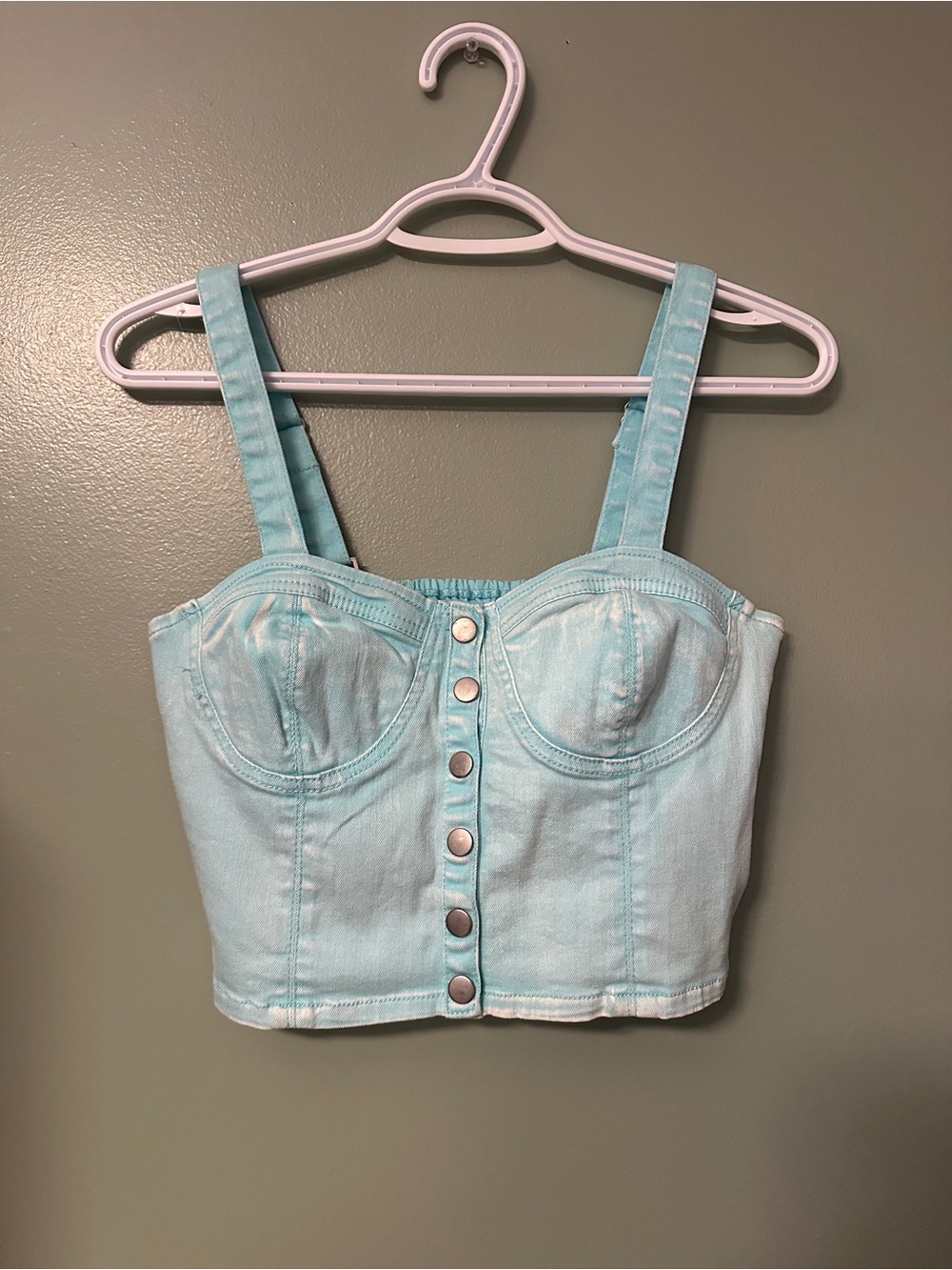Light Aqua Denim Bustier Crop